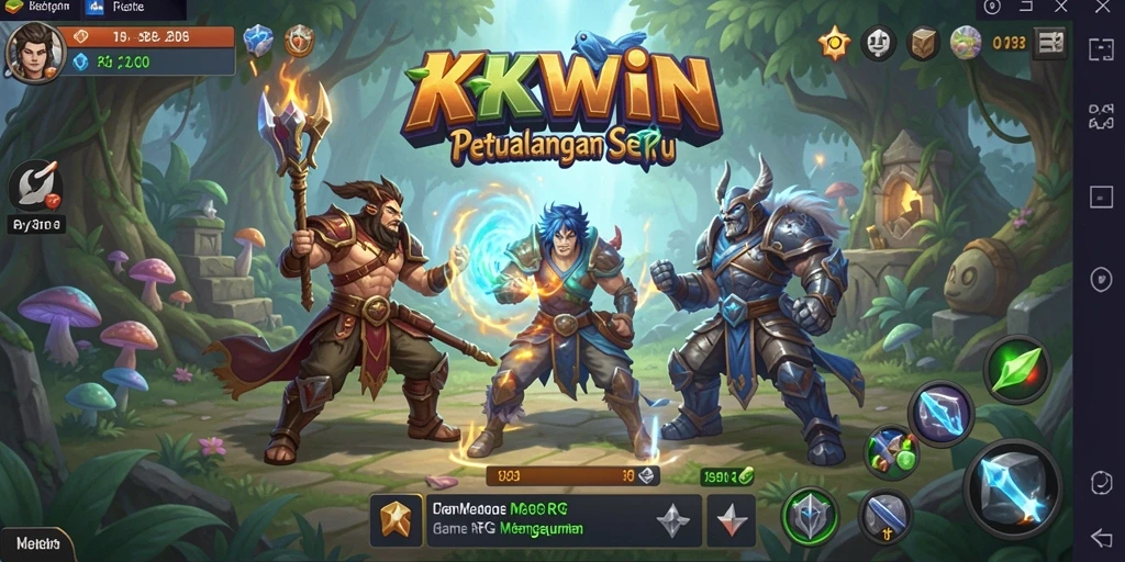 Screenshot KKWIN menampilkan peperangan yang seru dengan lingkungan RPG yang indah.