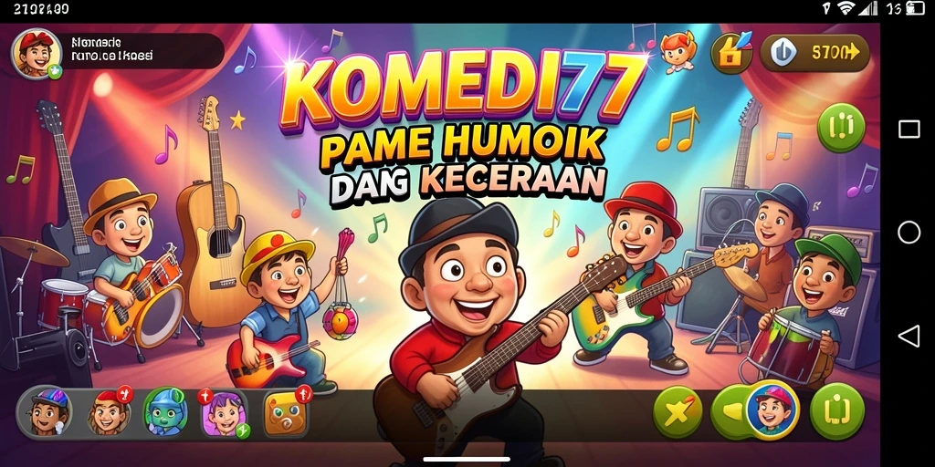 Tampilan gameplay <strong>KOMEDI77</strong> yang seru dan penuh warna saat bernyanyi.