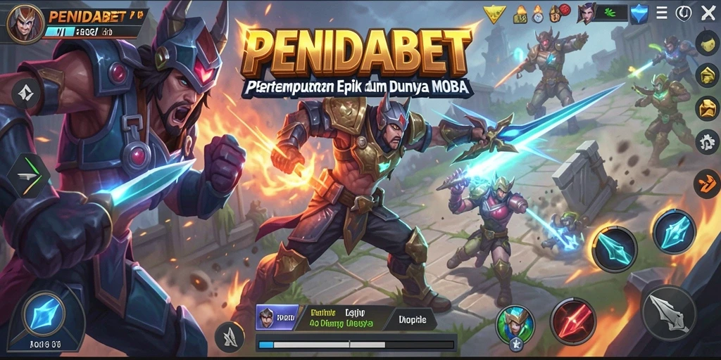 Gameplay PENIDABET menampilkan aksi seru dalam pertempuran MOBA.